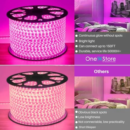 One94Store 20 Meter Pink LED Rope Light for Decoration | Waterproof SMD LED Pipe Light for Ceiling, Home Décor, Indoor & Outdoor Use | LED Strip Light for Diwali & Festival Decor - Image 4