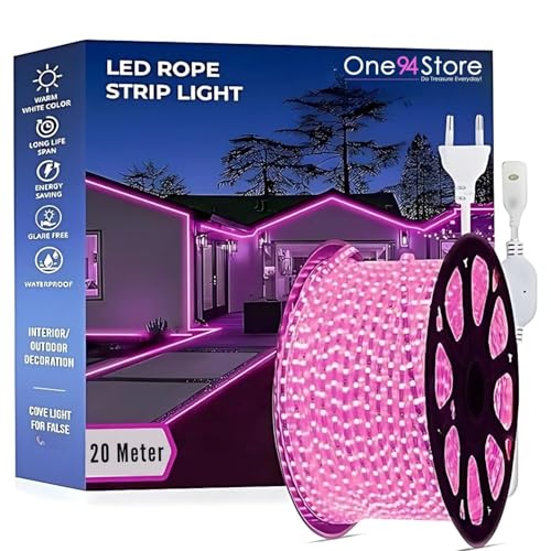 One94Store 20 Meter Pink LED Rope Light for Decoration | Waterproof SMD LED Pipe Light for Ceiling, Home Décor, Indoor & Outdoor Use | LED Strip Light for Diwali & Festival Decor - Image 1