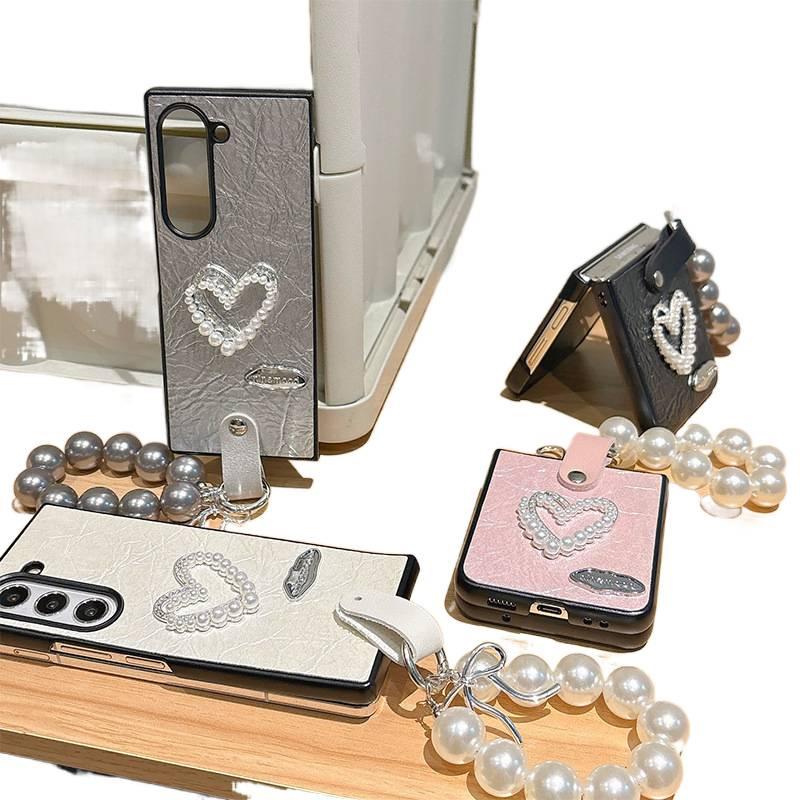 Leather Cover Protective , Texture , Pink , , for Samsung Galaxy Z Fold 6 for On The Go Carry - Image 2