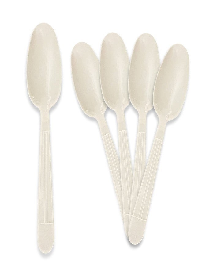 PAMI 1000 Heavy Weight Plastic Teaspoons - Disposable White Cutlery for Parties, Catering, Weddings, Takeout, Recyclable - Image 2