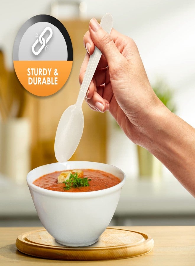 PAMI 1000 Heavy Weight Plastic Teaspoons - Disposable White Cutlery for Parties, Catering, Weddings, Takeout, Recyclable - Image 5