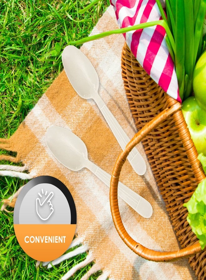 PAMI 1000 Heavy Weight Plastic Teaspoons - Disposable White Cutlery for Parties, Catering, Weddings, Takeout, Recyclable - Image 4