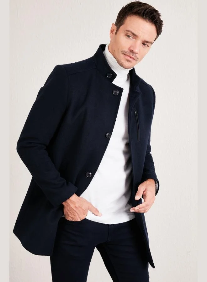 Buratti Slim Fit Buttoned Stand Collar Cashmere Coat Men's COAT 5840099