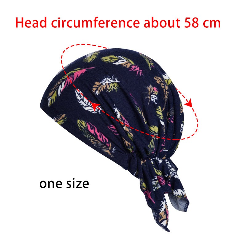 Sucrain 4pcs Pre-Tied Chemo Head Scarf Beanie Covers Cap Head Scarves Sleep Turban Hat Women Bandana with Stretch Print Ruffle Multicolor - Image 3