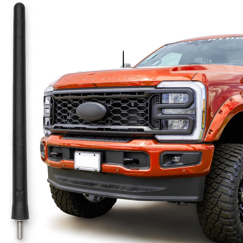AntennaMastsRus Short Antenna Replacement for Ford F250 20172026 USA Stainless Steel Threading Car Wash Proof Enhanced Reception 6 34 Inch Rubber Truck Antenna with Internal Copper Coil