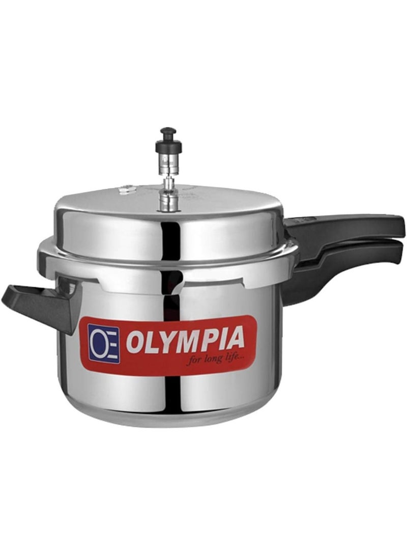 Olympia Main Pressure Cooker Capacity: 5 Liters. 

Inner Cooking Pot Capacity: 2.5 Liters.

Total Set Capacity: 7.5 Liters (Combined).Liters Olympia Pressure Cooker Set 5L And 2.5L Aluminium Kitchen Cooker 2 In 1 Heavy Base Fast Cooking Safety Valve Durable Handle Gas Stove Compatible silver - Image 2