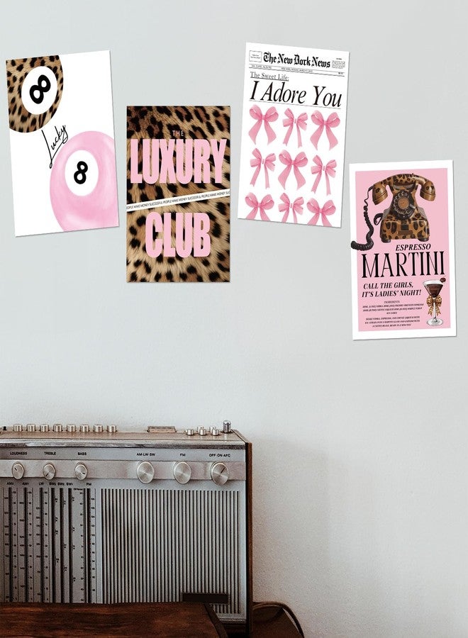 DSHFG Preppy Pink Cheetah Print Pictures Wall Decor, Trendy Leopard Lucky 8 Ball Posters Y2k Room Decor, Funky Wall Art for Bedroom Bathroom Dorm College Club, Coquette Bow Art Prints 8x10 Unframed - Image 3