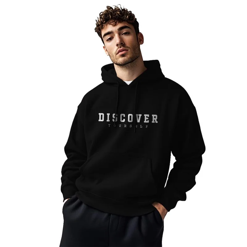 Black Hooded Sweatshirt for Men