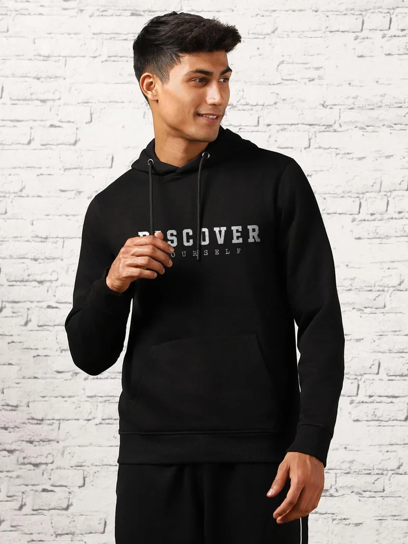 NOBERO  Black Hooded Sweatshirt for Men for Men | Best Price UAE