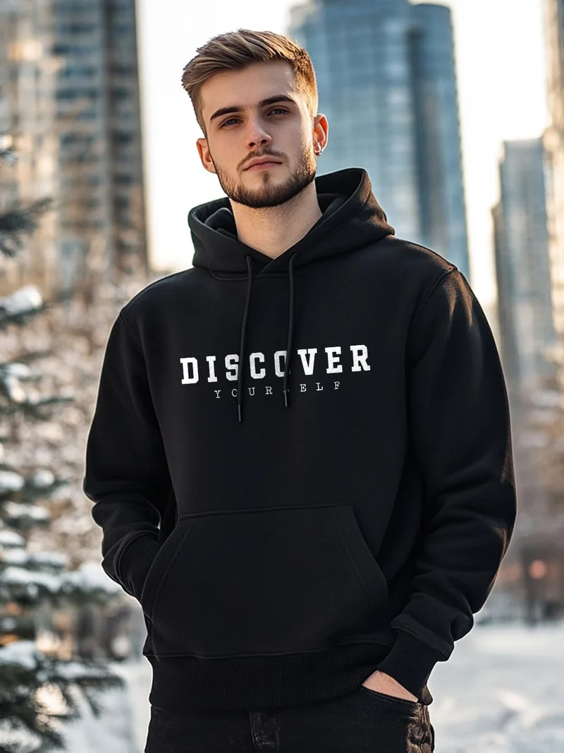 NOBERO  Black Hooded Sweatshirt for Men for Men | Best Price UAE