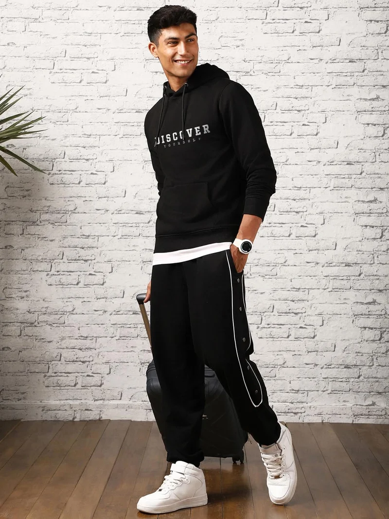 NOBERO  Black Hooded Sweatshirt for Men for Men | Best Price UAE