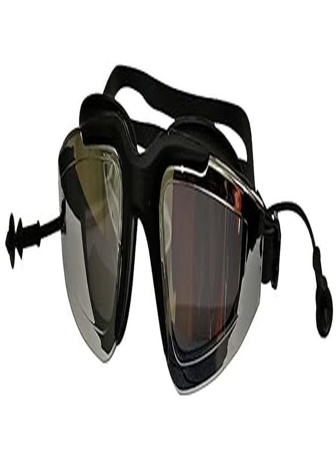 KNK Anti-Fog Swimming Goggles with UV Protection for Men & Women | Wide Angle View | Anti-Leak 3D Design | Built-in Ear Plugs | Ideal for Kids & Adults | Eco-Friendly Material (Black) - Image 1