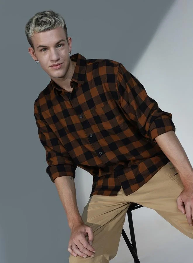 Hubberholme Checkered Oversized Buffalo Checks Cotton Casual Shirt for Men