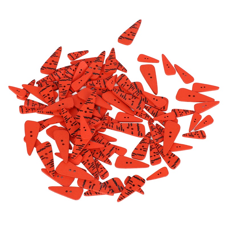 100pcs Orange Carrot Button 4 Sizes DIY Cute Wood Buttons for Crafting Sewing Christmas with 2 Holes Straight - Image 1