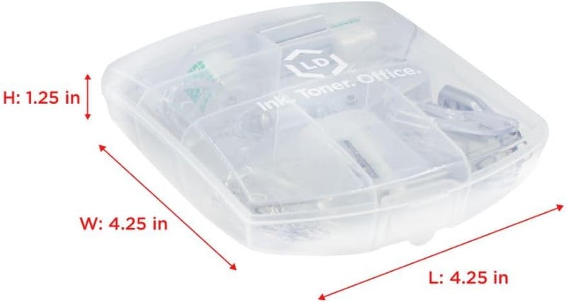 LD Products Clear Mini Office Supply Kit Portable Case with Scissors, Paper Clips, Tape Dispenser, Pencil Sharpener, Stapler & Staple Remover - Image 5