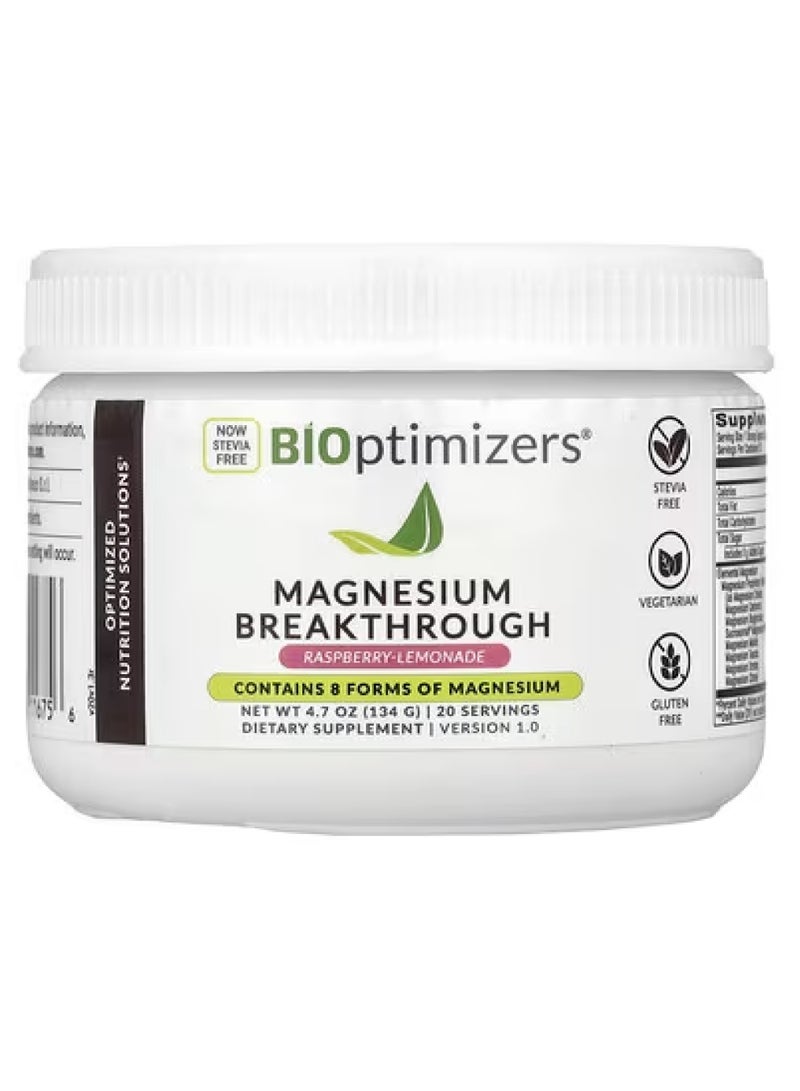 Magnesium Breakthrough, Raspberry-Lemonade, 4.7 oz (134 g)