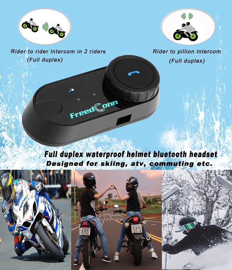 Freedconn Motorcycle Helmet Bluetooth Headset,TCOM VB with Music Sharing 2-Riders 800M Universal Intercom Communication Systems,Waterproof Motobike Interphone/FM/Siri/BT5.0/2 in 1 Mic for All Helmets - Image 5