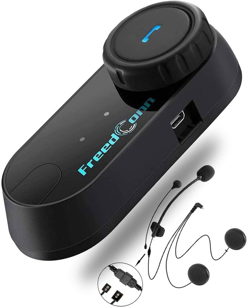 Freedconn Motorcycle Helmet Bluetooth Headset,TCOM VB with Music Sharing 2-Riders 800M Universal Intercom Communication Systems,Waterproof Motobike Interphone/FM/Siri/BT5.0/2 in 1 Mic for All Helmets - Image 1