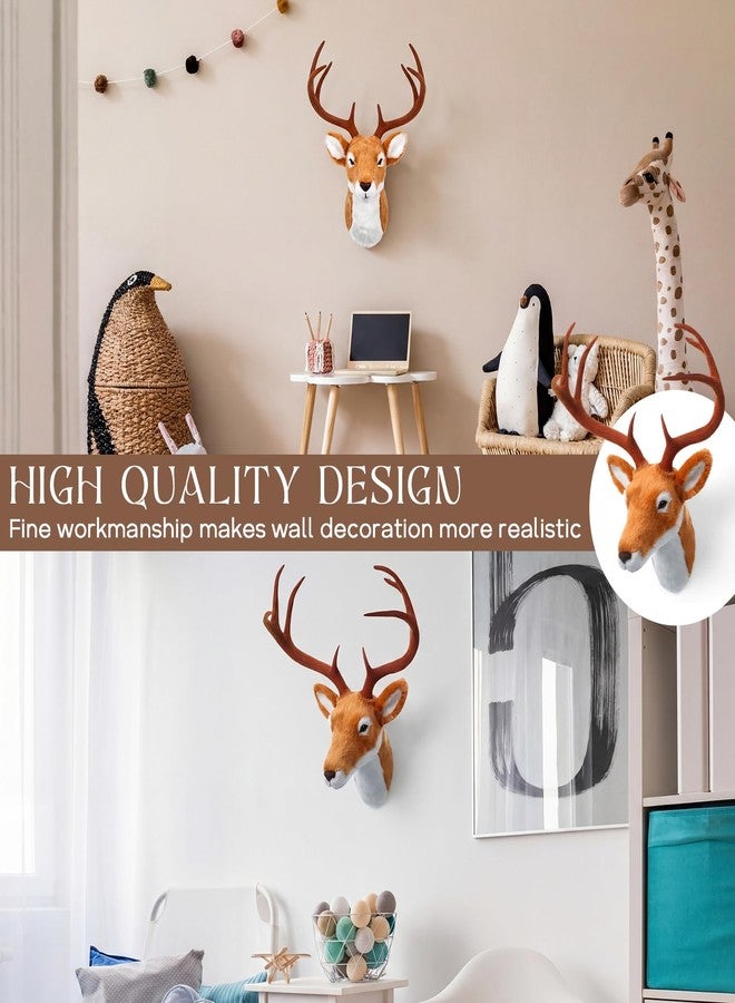 Arrowbash 13" Elk Deer Plush Stuffed Animal Wall Mount Deer Head Decor for Adult Christmas Winter Wall Home Decoration - Image 5