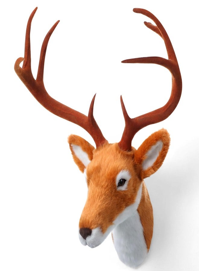 Arrowbash 13" Elk Deer Plush Stuffed Animal Wall Mount Deer Head Decor for Adult Christmas Winter Wall Home Decoration - Image 1