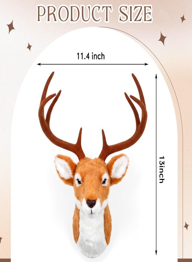 Arrowbash 13" Elk Deer Plush Stuffed Animal Wall Mount Deer Head Decor for Adult Christmas Winter Wall Home Decoration - Image 2