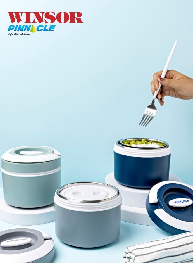 Winsor صندوق غداء وندسور بيناكل برايم 600 مل | صندوق طعام ساخن للأطفال من الفولاذ المقاوم للصدأ | صندوق غداء محمول معزول للمكتب بألوان متنوعة - أزرق | رمادي | أخضر - Image 5