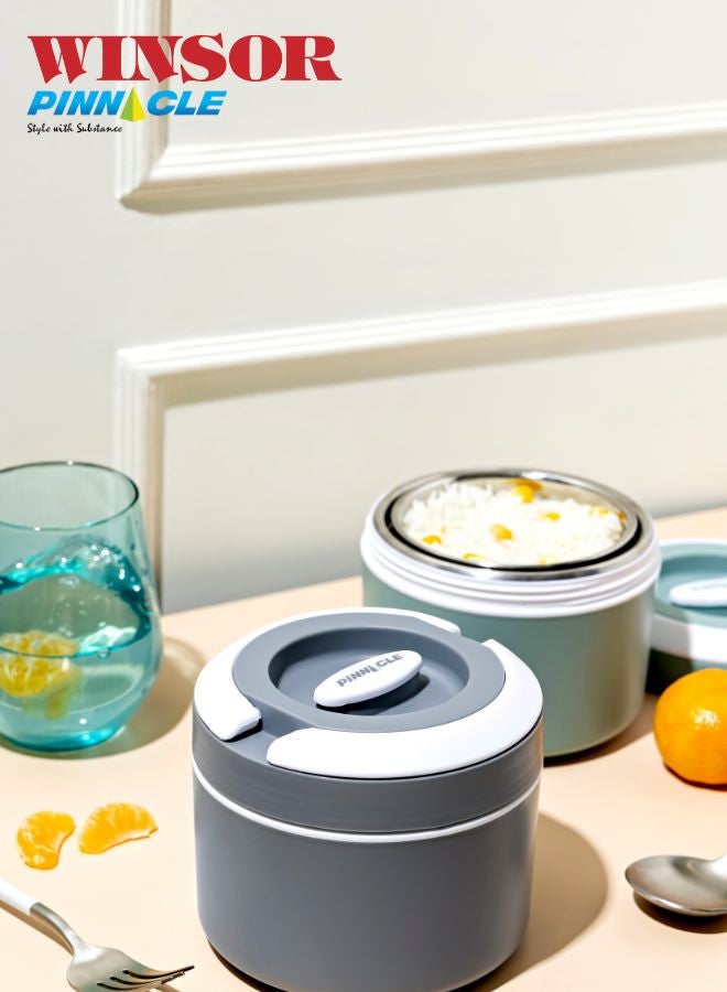 Winsor صندوق غداء وندسور بيناكل برايم 600 مل | صندوق طعام ساخن للأطفال من الفولاذ المقاوم للصدأ | صندوق غداء محمول معزول للمكتب بألوان متنوعة - أزرق | رمادي | أخضر - Image 4