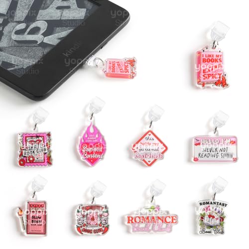 YOPPIX 9PCS Charms for E-Reader, About Spicy Theme Dust Plug Charm Compatible with Type C Charging Port, Gift for Book Lover Readers Men Women Teachers Students, Accessories for E-Reader - Image 1