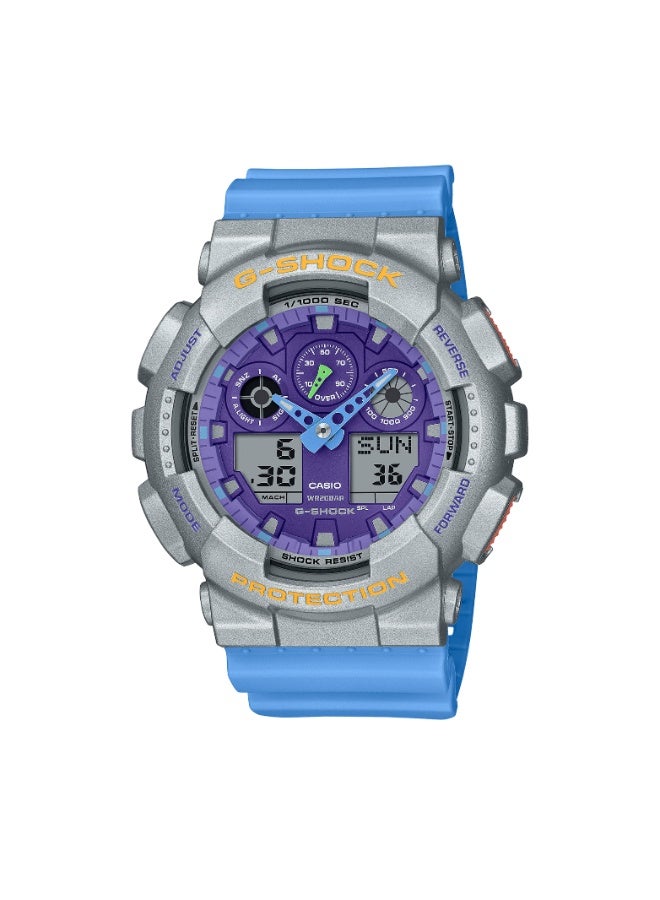 كاسيو ساعة كاسيو جي-شوك GA-100EU-8A2DR للرجال بعرض تناظري ورقمي، مقاومة للصدمات والمغناطيسية ومقاومة للماء حتى 200 متر، بسوار راتينج - Image 1