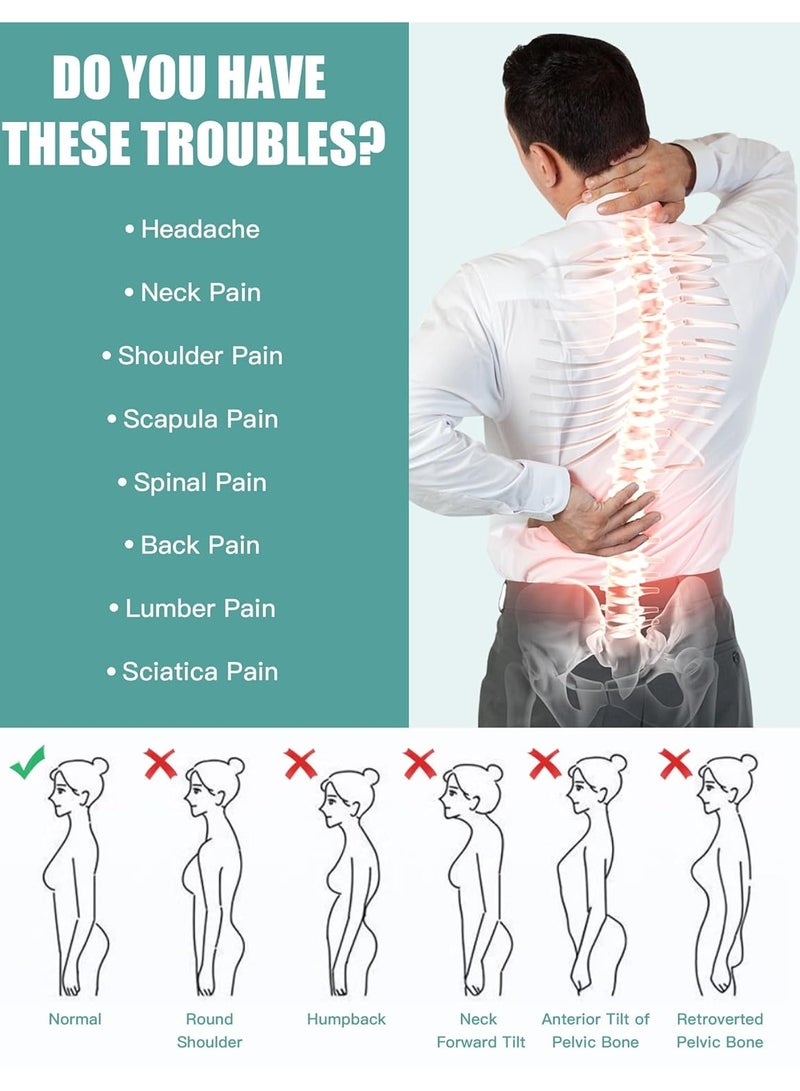 Back Brace Posture Corrector for Women and Men - Full Back Support for Improving Posture & Correcting Scoliosis Hunchback for Soothing Upper and Lower Back Lumbar Neck Shoulder Discomfort (Size:M) - Image 2