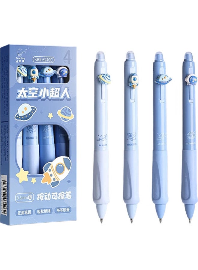Kaba Bear Kabaxiong Erasable Pen Crystal Blue, Elementary School Student-Specific Triangular Posture Correction Pen, High-Value Cartoon Cute Erasable Gel Pen, Space Little Superman - Image 1