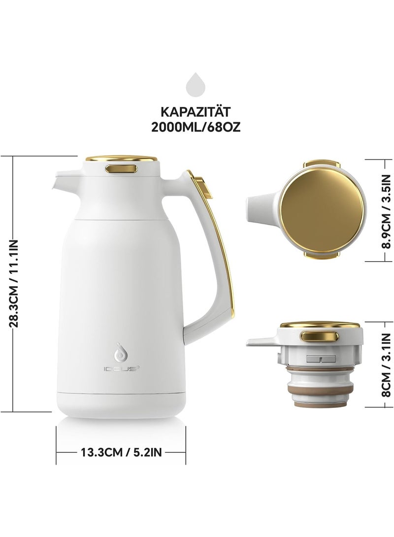 IDEUS 304 Stainless Steel Coffee Pot, Thermos, Large Capacity Teapot, Gift, 2L/67.64oz - Image 5