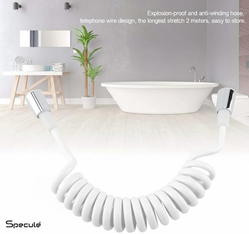 Specule Spring Ultra Flexible Shower Hose Pipe | Multipurpose Jet Spray Tube for Hand Shower & Health Faucet | Durable Spring Tube Design | Hand Shower Pipe (White) - Image 3