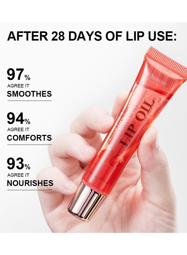 Kormesic 2pcs Strawberry Hydrating Lip Oil 15ml - Brightening & Moisturizing - Image 4