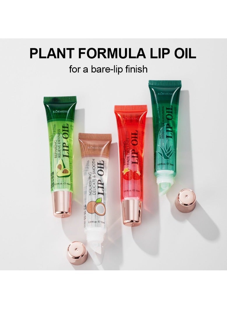 Kormesic 2pcs Strawberry Hydrating Lip Oil 15ml - Brightening & Moisturizing - Image 3