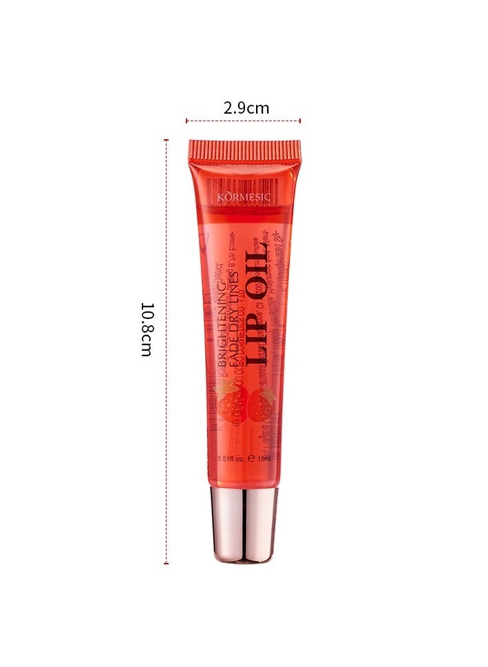 Kormesic 2pcs Strawberry Hydrating Lip Oil 15ml - Brightening & Moisturizing - Image 1