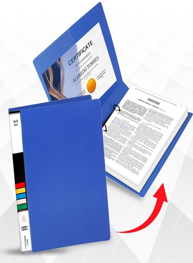 TULMAN 2 Pack A4 Ring Binder File | Tough & Durable 2D A4 Size Box Board File for Certificates, Documents, Papers, Office, School & Home Use | Strong Document Holder & Organizer (Blue) - Image 2
