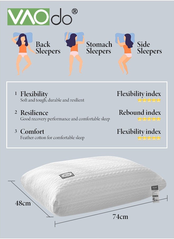 Pillow Core Soft and Supportive Down Velvet Bed Pillow Suitable for Side and Back Sleepers Made of Skin-Friendly Cotton Fabric Breathable Pillow Core