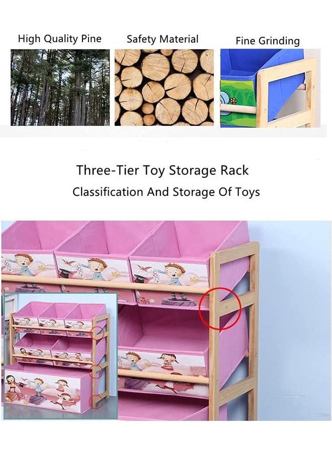 Generic - Toys Organizer Solid Wood Toys Organizer for Kids, Toys Storage Organiser with 6 Toy Storage Bins, Multi Bin Toy Storage Organizer for Storing Toys, Books and Clothes, Little Elephant - Image 1