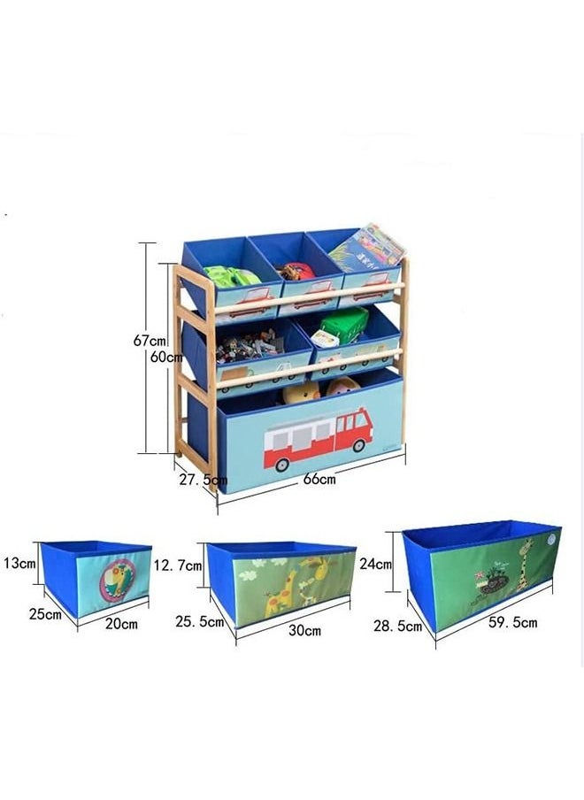 Generic - Toys Organizer Solid Wood Toys Organizer for Kids, Toys Storage Organiser with 6 Toy Storage Bins, Multi Bin Toy Storage Organizer for Storing Toys, Books and Clothes, Little Elephant - Image 1