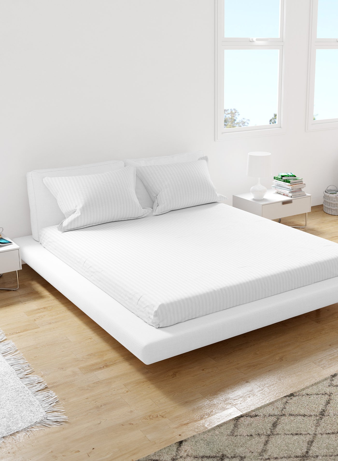 American Linen Double Fitted Sheet 100% Cotton 200 Thread Count Breathable Bedding Sheet Comfortable Bed Sheets For Bedroom  160 x 200 cm White