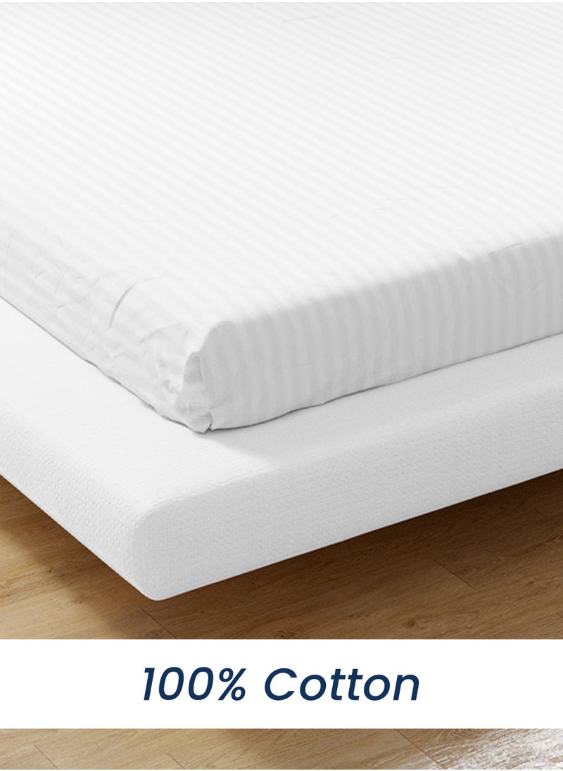American Linen Double Fitted Sheet 100% Cotton 200 Thread Count Breathable Bedding Sheet Comfortable Bed Sheets For Bedroom  160 x 200 cm White  - Image 2