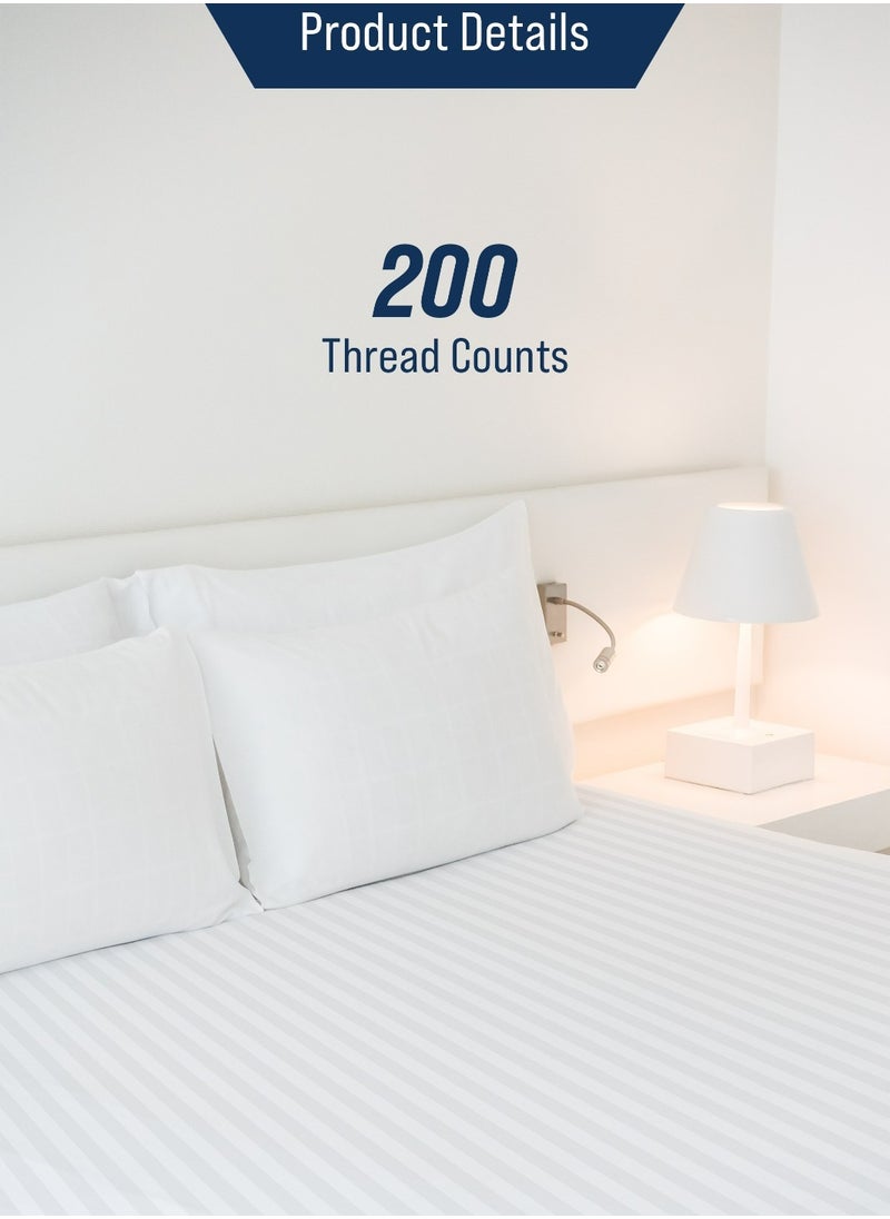 American Linen Double Fitted Sheet 100% Cotton 200 Thread Count Breathable Bedding Sheet Comfortable Bed Sheets For Bedroom  160 x 200 cm White  - Image 3
