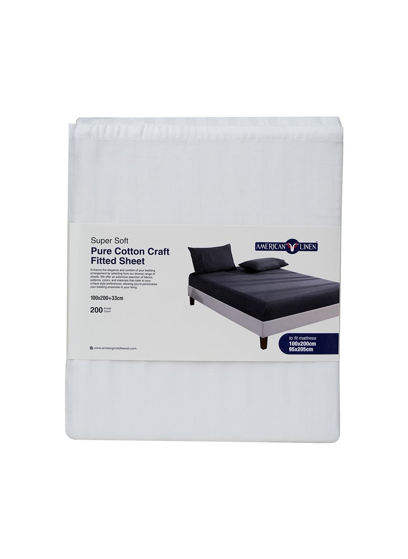 American Linen Double Fitted Sheet 100% Cotton 200 Thread Count Breathable Bedding Sheet Comfortable Bed Sheets For Bedroom  160 x 200 cm White  - Image 5