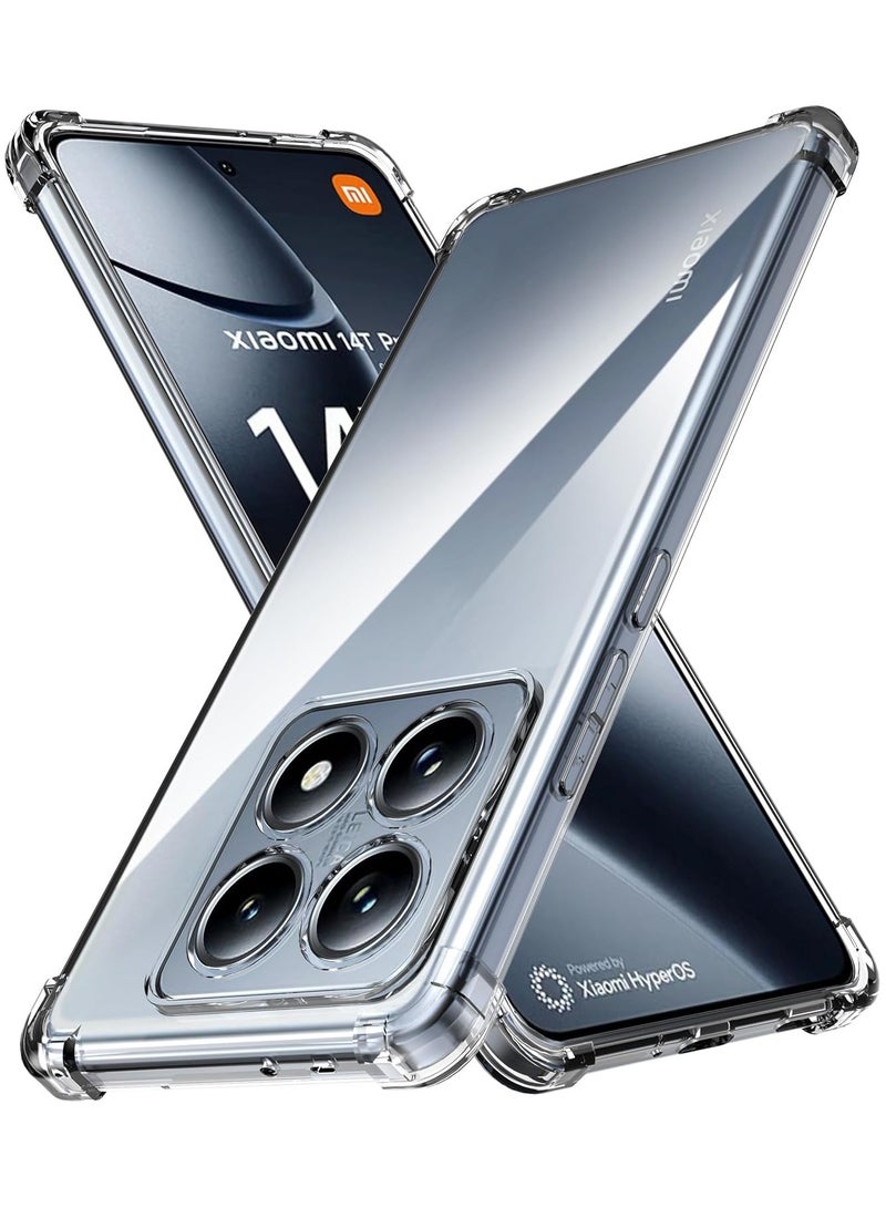 Case for Xiaomi 14T Pro 5G Clear Transparent Cover Soft Flexible TPU Back Cover with Reinforced Bumper Corner for Xiaomi 14T Pro 5G - Image 1