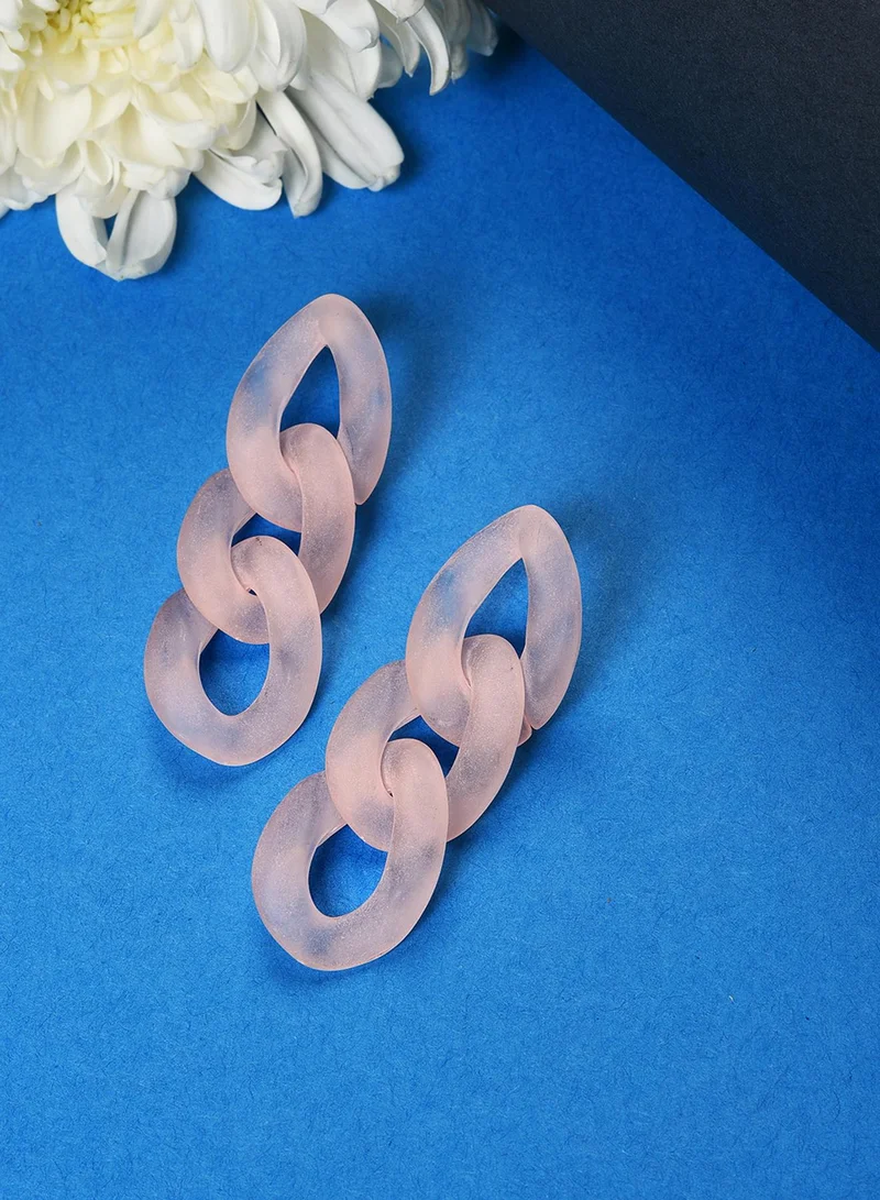 سوهي أقراط وردية عصرية صناعية متدلية مجوهرات