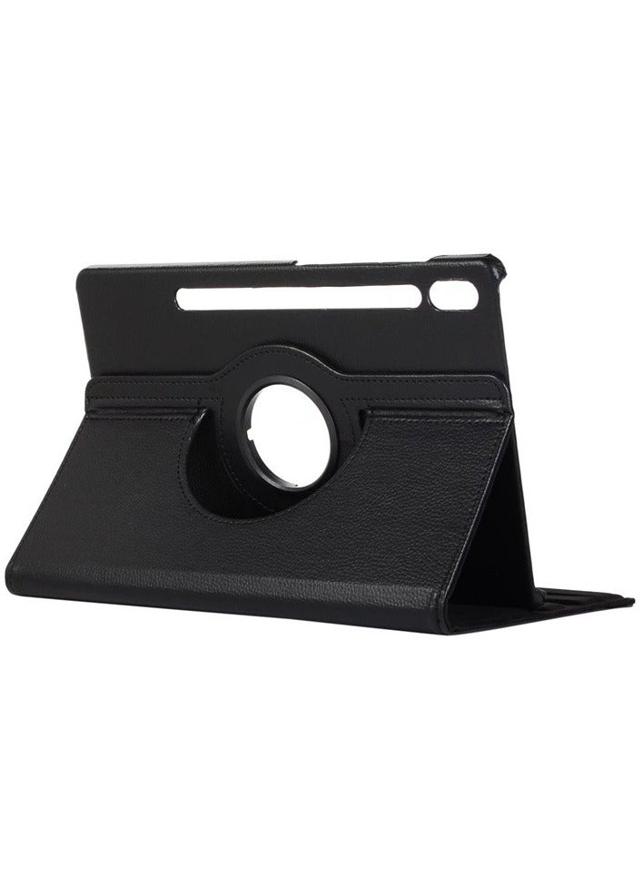 for Samsung Galaxy Tab S10 FE Plus Case Cover, Multi-Angle Stand + 362 Rotating Bracket + Shockproof Leather Slim Protective Cover, Black - Image 1