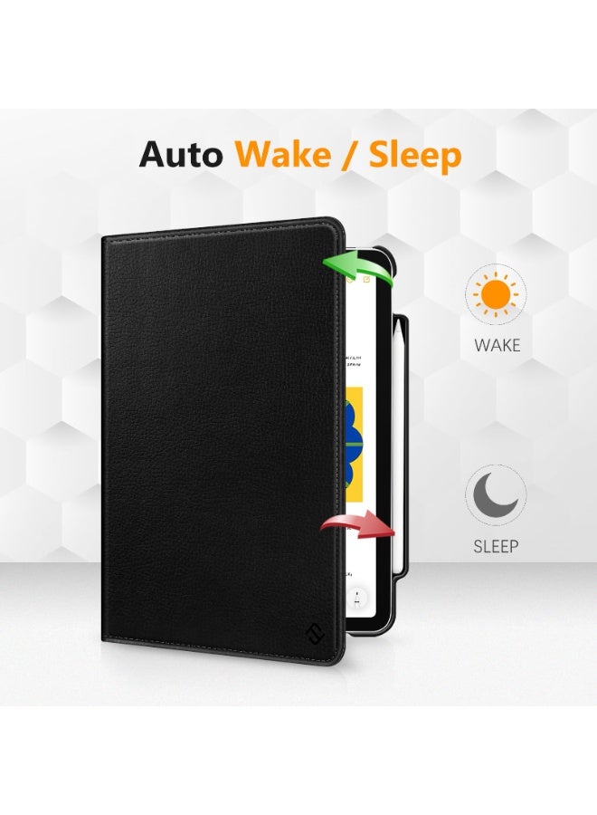 for Samsung Galaxy Tab S10 FE Plus Case Cover, Multi-Angle Stand + 362 Rotating Bracket + Shockproof Leather Slim Protective Cover, Black - Image 5