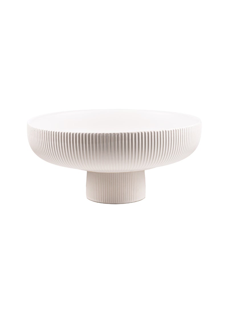 Gulf Flowers Gulf Flowers White Ceramic Vase Plate on Stem – D30cm x H13cm Elevated Decorative Bowl for Flowers, Candles & Centerpieces – Modern Pedestal Design for Home & Event Décor 