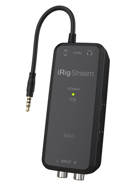 IK Multimedia iRig Stream Solo - واجهة صوتية للبث المباشر مع مدخل RCA ستيريو ومخرج سماعة رأس مقاس 1/8 بوصة - iOS/Android